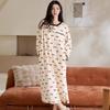 Pijama de Algodón Puro para Mujer Primavera y Otoño Camisón de Manga Larga 2025 Nuevo para Mujer Suelto Talla Grande Falda Larga Se Puede Usar Fuera de Casa Ropa para el Hogar