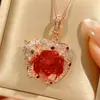 Nuevo Más Vendido Zhuang Shengsheng Joyería Imitación Piedra Preciosa de Color Corte Rosa Vintage Leopardo Oro Rosa Collar Piedra Principal 14mm