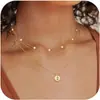 Amazon Moda Transfronteriza Oro Collar de Perlas de Imitación Multicapa Popular Collar con Colgante de 26 Letras Joyería Festiva para Mujeres