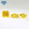 Huagang Gem 9A corte de flor de hielo biselado rectangular amarillo dorado taladro de alto carbono joyería viva de alta gama piedra principal de circón CZ