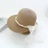 Estilo Francés Cinta de Malla Lazo Ala Ancha Sombrero de Playa Juego en la Costa Sombrero de Paja Protector Solar y Sombrilla para Mujer Sombrero de Pescador