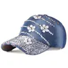 Chapéu Primavera e Verão Novo Boné de Beisebol Feminino Quatro Flores Diamante Boné com Aba Estilo Coreano Aplique Chapéu de Sol Dropshipping