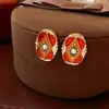 Brincos Florais Vintage Retrô com um Toque de Luxo Leve e High-End, Design de Tarraxa com Franjas, Brincos Versáteis Atacado