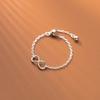 Anel Nalan S925 de prata feminino, estilo coreano, simples, símbolo de número infinito, conta de luz, anel ajustável J8569