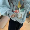 Moletons com Capuz de Alta Qualidade, Estilo Cartoon de Gato, Manga Longa, Não Colidem, Tendência Outono, Estilo Americano, Chic Preguiçoso, para Mulheres