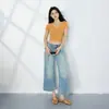 Pantalones de Verano 2026 Nuevos Estilo Retro Americano Desgastados de Tiro Bajo Sueltos Acampanados con Efecto de Caída Jeans Cropped Versátiles para Mujer