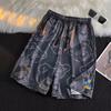 Verão 2024 novo urso completo impresso shorts casuais masculino bf estilo Hong Kong solto moda marca cinco pontos praia calças esportivas