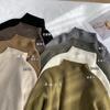 [Roupa íntima Soul] suéter de gola alta com nervuras verticais, espesso, feminino, outono e inverno, folgado, manga longa, cor sólida