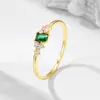 Anel de Prata S925 Design de Nicho de Luxo Leve com Diamante Colorido para Mulheres, Moda Versátil Geométrica Simples Transfronteiriça Europeia e Americana