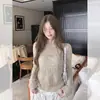 Cardigan de Ganchillo Calado Rosa Estilo Coreano Suave para Mujer Otoño Perezoso Alto Gama Holgado Adelgazante