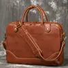 Bolso de Mano de Cuero Genuino para Hombre Más Vendido Transfronterizo Europeo y Americano Bolso de Negocios de Cuero Curtido Vegetal Bolso para Computadora de Gran Capacidad de Piel de Vaca