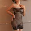 Lingerie Sexy Listrada Transparente Justa com Design que Expõe o Peito, Sem Necessidade de Tirar