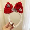 Diadema con lazo rojo de Año Nuevo para mujer, accesorio para el cabello con foto para disfraz navideño, diadema con gorro pequeño, dulce y linda para otoño e invierno.