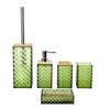 Fabricantes de capa de bambu de diamante de plástico para banheiro, atacado, lavagem de cinco peças, copo de gargarejo para banheiro, conjunto de cinco peças para copo de dente