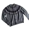 Cardigan Tricot de Manga Longa Jacquard Fair Isle Masculino Outono Estilo Preguiçoso Suéter Vintage Peça Externa Sensação de Alto Padrão Jaqueta de Casal