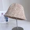 Sombrero de Pescador de Punto de Color Mixto Japonés para Mujer Otoño Invierno Nuevo Versátil Casual Sombrero de Pescador Protección contra el Frío al Aire Libre Sombrero de Cubeta Cálido