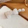 Presilha de Cabelo com Laço, Pérola e Cristal, Estilo Vintage Elegante, Presilha Lateral Versátil, Presilha Bico de Pato, Acessório de Cabelo de Luxo Leve de Alta Qualidade