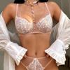 Ropa interior de verano nueva, fina, de color contrastante, francesa, sexy, de encaje, con pecho grande, sujetador pequeño para mujer, ropa interior, traje