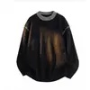 Suéter Jersey de Cuello Redondo Color Block Hecho a Mano con Puntadas Estilo Old Money de Invierno con una Atmósfera Pesada para Hombres y Mujeres Parejas