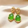 Brincos de Moda Versáteis de Alto Padrão, Estilo Hong Kong Retrô, Temperamento Elegante, Bloco de Cores Minimalista de Luxo Leve, Olho de Tigre