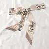Bufanda de Seda Retro Francesa Primavera y Otoño para Mujer Lazo Largo para Bolso Cinta Flor de Lazo Estilo Extranjero Moda Diadema Larga Pequeña