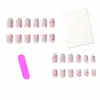 Modelo de Comercio Exterior Más Vendido: 24 Piezas Estilo Francés Clásico Estilo Suave y Energético Flor de Hibisco Lindas Uñas Postizas Cuadradas Cortas Venta al por Mayor