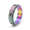 Joyería europea y americana simple pequeña fresca personalidad esmerilada hueca trébol de cuatro hojas anillo giratorio de acero inoxidable anillo para dama