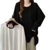 Camiseta de Manga Larga con Dobladillo Irregular Texturizado Talla Grande para Mujer, Nuevo Estilo Primavera 2025, Corte Holgado, Adelgazante, Top de Moda para Mujer