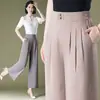 9267 Pantalones Culotte Cortos Estampados para Mujer Talla Grande Pantalones Elásticos Verano Adelgazantes de Pierna Ancha Pantalones de Cintura Media para Mujer