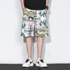 Shorts de Graffiti para Hombre Verano Delgados de Seda de Hielo Pantalones de Playa Talla Grande Pantalones Florales Marca de Tendencia Deportivos Hip-Hop Baloncesto Pantalones de Cinco Puntos