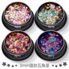 Jóias de unha com estrela de cinco pontas de 3 mm transfronteiriças, lantejoulas, laser, glitter, maquiagem para os olhos, faça você mesmo, material artesanal, epóxi