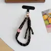 Cordão para Celular Cor Dopamina Botão Corda Curta Chaveiro Alça de Pulso Anti-Perda Bolsa Corda Cordão Curto Trançado