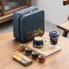 Juego de té de viaje Guochao Wenchuang Qianli Jiangshan para el hogar, negocios, regalo de acompañamiento para enviar a clientes, regalo para imprimir logo