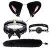 SM Accesorios Divertidos Diadema de Cola de Zorro Set de Tres Piezas Coqueteo de Pareja Interactivo Anal Tapón para Senos Pinza Tortura Suministros para Adultos