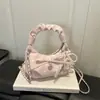 Bolso de lazo de encaje de lunares dulces estilo coreano para niñas, bolso cruzado plisado elegante y atractivo para el día a día para mujeres