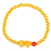 Pulseira Pu Zuojiu Não Desbota Shajin Furui Pixiu Contas Douradas Contas de Transferência Pulseira Masculina e Feminina Presente de Aniversário