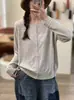 Outono 2026 Transfronteiriço Novo Retrô Modelagem Solta Gola Redonda Simples Versátil Lã Casual Top Suéter de Tricô Jaqueta para Mulheres