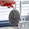 Cocina Hogar Comercial Grande Acero Inoxidable Melón Alambre de Acero Bola con Cordón Integrado Bola de Alambre de Acero Cepillo Olla Plato Lavado Bola de Limpieza