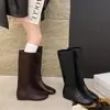 Botas de piel de oveja con plataforma interior para mujer, nueva colección otoño/invierno 2026, botas elásticas retro, botas ajustadas, botas altas de equitación, botas largas