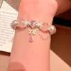 Pulsera Princesa AnniePerla Falsa Rosa Strass Corazón Borla Pulsera Elegante Dulce