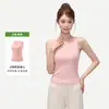 Camisole de verão em spandex com decote U e alças largas, com bojos removíveis para esconder os seios laterais e prevenir a exposição, para mulheres