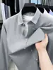 Camisa lisa de algodão para homens jovens e de meia-idade, estilo primavera e outono, confortável e amigável à pele, adequada para o trabalho diário e uso casual, camisa de manga comprida
