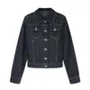 Chaqueta de mezclilla azul estilo retro americano de 11KN para hombres y mujeres, corte holgado, deconstruida con color contrastante y costuras visibles, chaqueta casual de trabajo