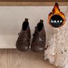 Botas Curtas Retro com Costura Coreana para Meninas Kidsren's Bow Boots Outono e Inverno 2025 Novas Botas Curtas para Meninas Bebês