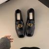 Mocasines para Mujer Tacón Grueso Planos Primavera y Otoño Tacones Altos Slip-On Slip-Ons Estilo Británico Tacón Medio Mary Jane Zapatos Pequeños de Cuero