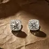 Pendientes de botón cuadrados de plata de ley s925 con diamante, estilo coreano, modernos, exquisitos, de lujo ligero, alta gama, accesorios versátiles para mujer