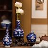 Adornos de salón de té chino Jingdezhen, florero de cerámica de mesa, florero de cerámica esmaltado a mano, ciruela roja, florero de cerámica