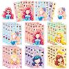 6 Folhas/Pacote Crie um Rosto Adesivos de Princesa que Mudam de Rosto para Crianças Shopee Transfronteiriço Desenho Animado Brinquedo Adesivos de Quebra-Cabeça