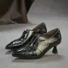 Jiezhou 2026 Otoño Nuevo Modelo Capa Superior Piel de Vaca Lugar de Trabajo Retro Tacones Altos Slip-On Puntiagudos Modernos Elegantes Zapatos de Mujer
