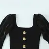 Ropa Europea y Americana Transfronteriza Aliexpress Estilo Popular Botón Empalmado Top Elástico